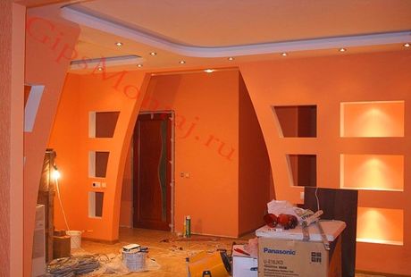 Ремонт под ключ - фото | Двухуровневые потолки (гипсокартон). Декоративные ниши и перегородки.