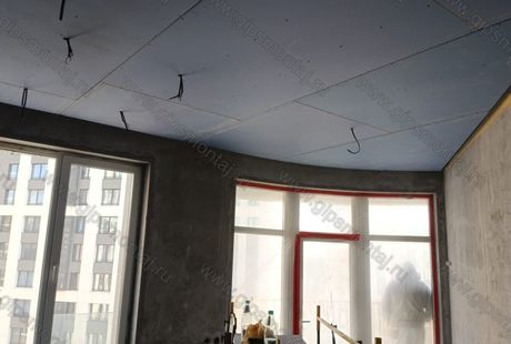 ГКЛ - потолок Сапфир с теневым и линейным светом