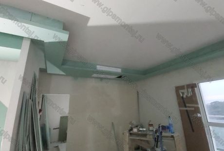 Фрезеровка ГКЛ| Двухуровневые потолки (гипсокартон). Декоративные короба с нишами под подсветку.