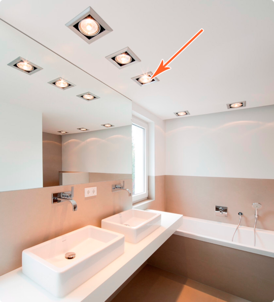 Потолки с точечным освещением в ванной комнате